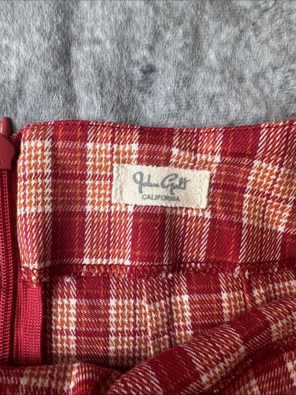 Brandy Melville Red and Cream Plaid Mini Skirt